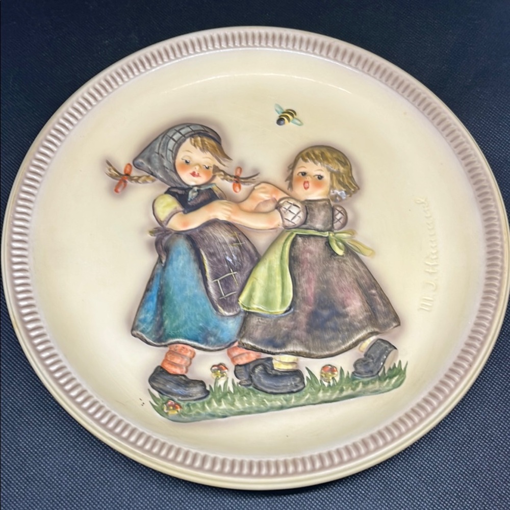 Goebel Cream Plate with Blue and Brown Accents
